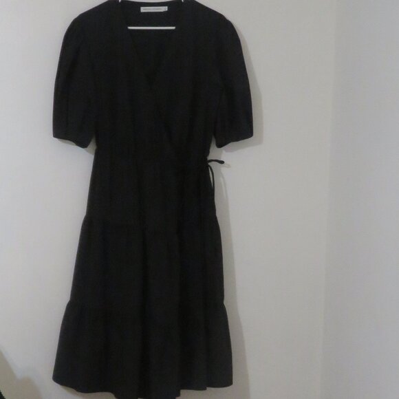 Like New Rebecca Minkoff Mary Tiered Wrap Dress In Black taffeta - Picture 4 of 5